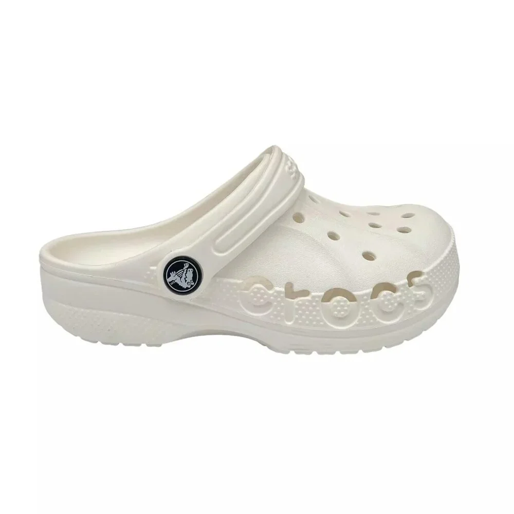 Crocs Baya Little Boy's/Girl's Slip-on Clogs Size‎ 13 Solid White Water Friendly